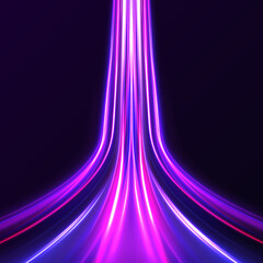 Poster - Acceleration speed motion on night road. Magic moving fast speed police lines. Car motion trails. Speed line motion vector background. 
