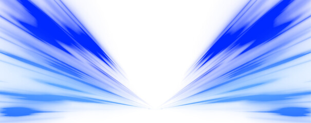Fototapete - Panoramic high speed technology concept, neon lines on white transparent background in PNG format. Blue wave curved lines for presentations, illustration of articles and publications on technological.