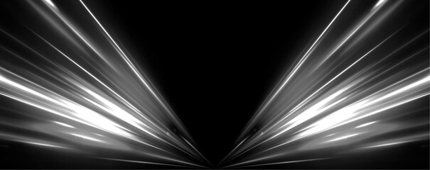 Wall Mural - acceleration speed on a night road white stripes on a black background. light motion trails. long ex