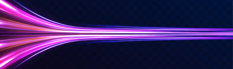 Fototapete - Sparkling blurry trail with imitation of movement and speed. City road car light trails motion background. Supersonic dynamic background.