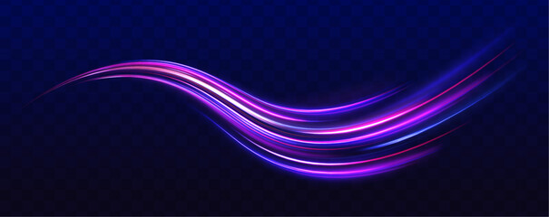 Leinwandbilder - Blurry neon light motion on a speedway with laser beams, glowing red and blue lines, and sparkling dust particles creates a sense of movement and excitement, ideal for futuristic or tech-themed design