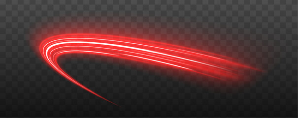 Wall Mural - futuristic glowing neon effects – abstract red luminous swirl and speed stripes with fiery glow. vec