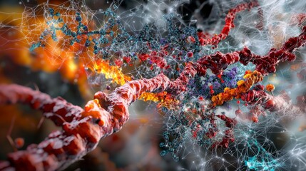 Poster - Genetic diversity and cellular structures abstract macro insights through digital art interconnections