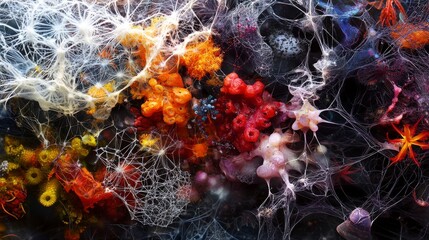 Poster - Exploring genetic diversity in vibrant underwater ecosystems through abstract macro art