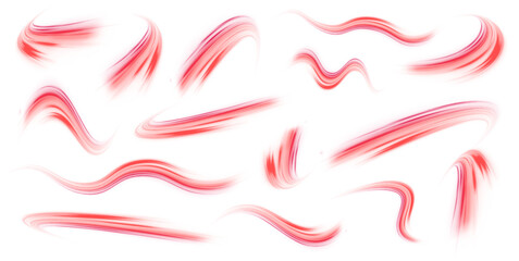 Fototapete - Vector set of glowing neon stripes and sparkling twinkling stars. Bright red neon effects for futuristic posters and digital artworks in PNG format.