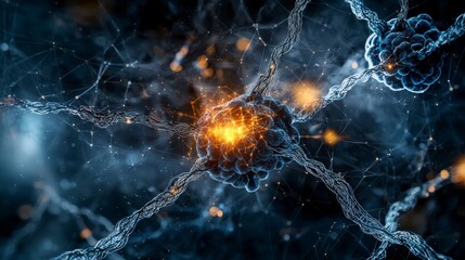 Aufkleber - Exploring human potential interconnected minds in a neural network digital art futuristic environment macro view