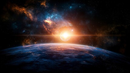 Aufkleber - Interstellar journey exploring space earth perspective digital art cosmic environment vast viewpoint inner reflection