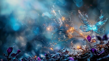 Aufkleber - Surreal butterfly landscape enchanted forest digital art ethereal environment artistic viewpoint mindscape concept