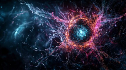 Poster - Transformative technological dreams in abstract landscapes digital art cosmic environment futuristic viewpoint