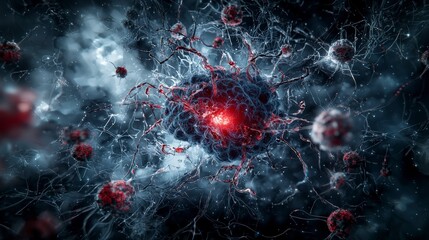 Poster - Exploring the digital frontier human consciousness meets technology abstract visualization sci-fi environment macro view