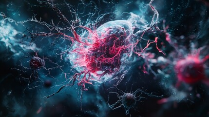 Poster - Navigating the intersection of human consciousness and digital reality in abstract science art microcosm concepts