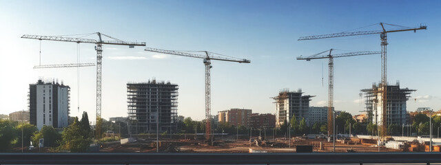 Wall Mural - Construction sites and high-rise buildings are under construction in the city