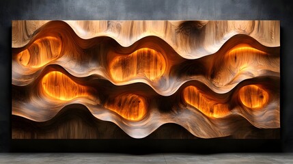 Aufkleber - Captivating abstract background featuring a mesmerizing composition of organic undulating waves and curves in warm metallic tones  The dynamic sculptural patterns create a mesmerizing