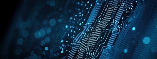 Aufkleber - Futuristic circuit board pulsating with data flowing through electronic connections