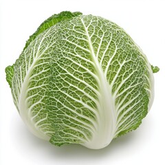 Wall Mural - Cabbage on white background, fresh, healthy, vibrant green color, perfect for cooking.