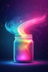 Wall Mural - a jar with a colorful light inside of it