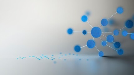 Wall Mural - blue nodes and connections on light background representing networking, technology, communication, a