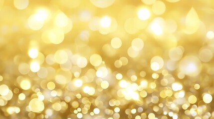 Gold background with bokeh lights and shiny sparkles, creating an elegant atmosphere for luxury or festive themes. 