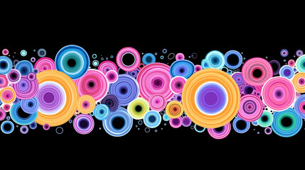 Wall Mural - Abstract colorful circles on a black background