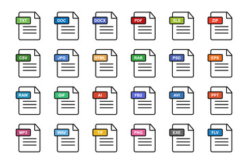 document format Icon set editable stroke 