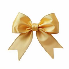 Wall Mural - Elegant Decorative Celebration Bow in Golden Yellow Color with Silver Glitter Edge Festive Decoration