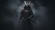 © syarif - Warrior Samurai Standing Tall in Full Armor with Sword and Smoke