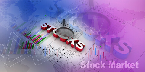 Wall Mural - 3D illustration stock market concept