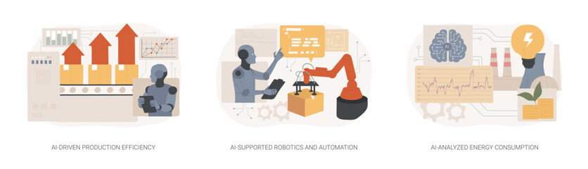 Poster - Artificial Intelligence in Manufacturing abstract concept vector illustrations.