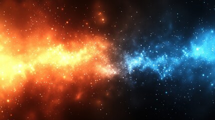 Wall Mural - fiery-icy nebula cosmic background; space, fire, ice, duality, energy, abstract, design, texture, we