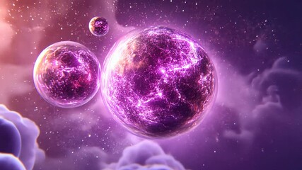 Wall Mural - glowing energy spheres in nebula clouds, cosmic background