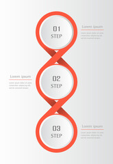 Wall Mural - Red infographic template with 3 steps, options, parts or processes. Presentation of teamwork or business processes. Concept of molecule or infinity sign.