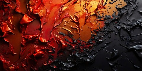 Poster - A painting of a fire with red and black colors
