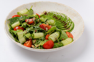 Wall Mural - green salad on the white background