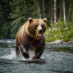 brown bear in water