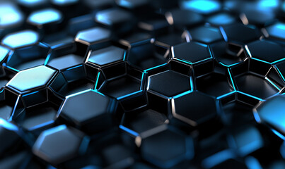 Dynamic hexagonal polygonal shapes background abstract design digital art futuristic environment copy space for creativity