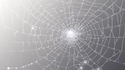Morning dew on intricate spider web in soft light