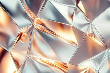 Poster - Abstract background with metallic, geometric shapes and warm light accents.