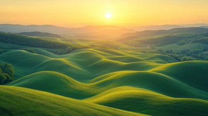 Sticker - Sunrise over rolling green hills (3)