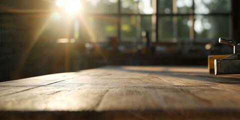 Poster - serene workshop with minimal decor featuring sunlight streaming through windows