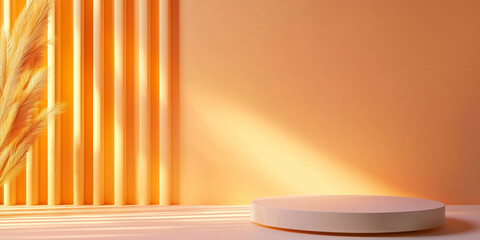 Wall Mural - minimal luxury background with clean lines and warm tones, featuring round platform