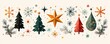 © Georgii - Festive holiday illustration with Christmas trees, stars, and snowflakes