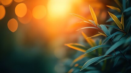 Canvas Print - Sunset foliage closeup, vibrant nature backdrop