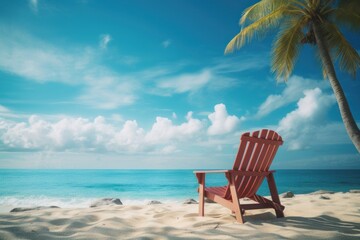 Wall Mural - Tropical beach chair furniture outdoors.