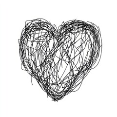Wall Mural - hand drawn of heart drawing minimalist scribble.