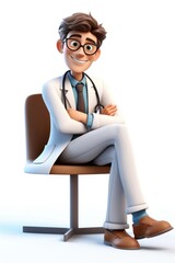 Canvas Print - Sitting cartoon doctor adult.