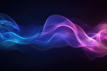 Poster - Abstract flowing waves of vibrant blue and pink hues, glowing with ethereal light and particles.