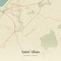  Vintage map of Saint-Alban, France.