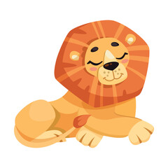 Wall Mural - lion with mane as tropical animal and wild african fauna vector illustration