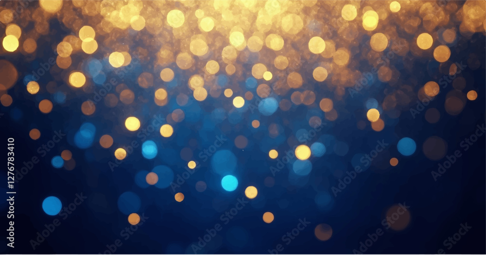 A magical abstract background with shimmering gold and blue bokeh ...