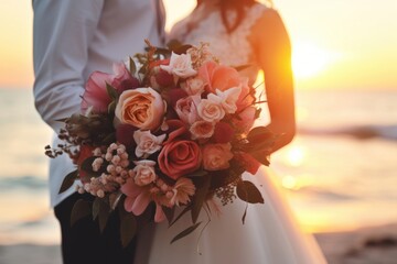 Wall Mural - Bride outdoors wedding flower.